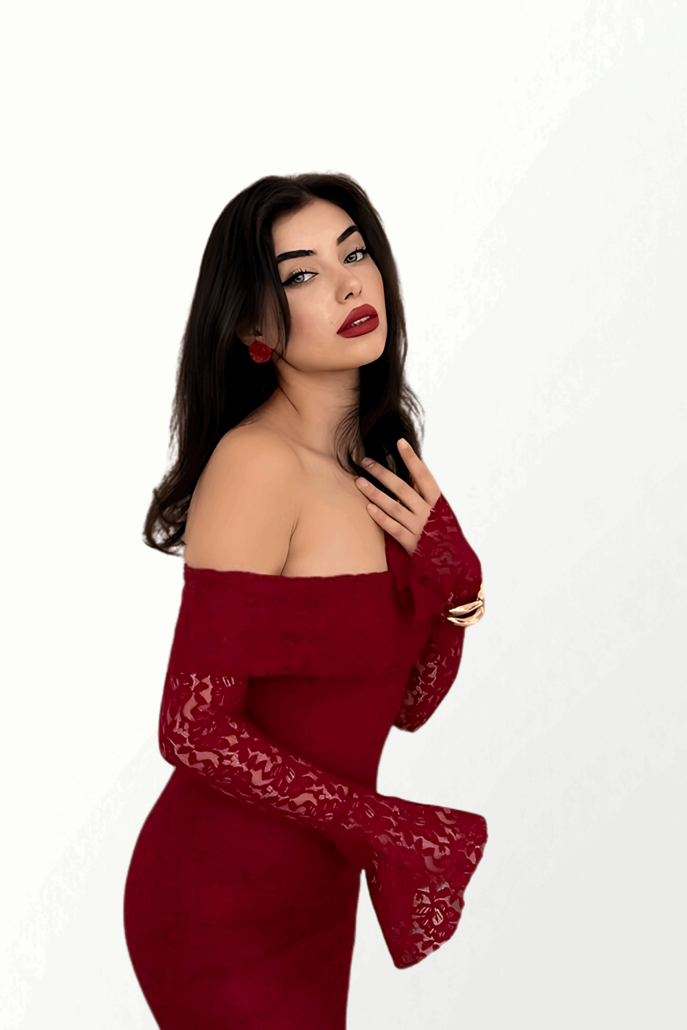 STRAPLESS ABITO IN MERLETTO WITH SLEEVES