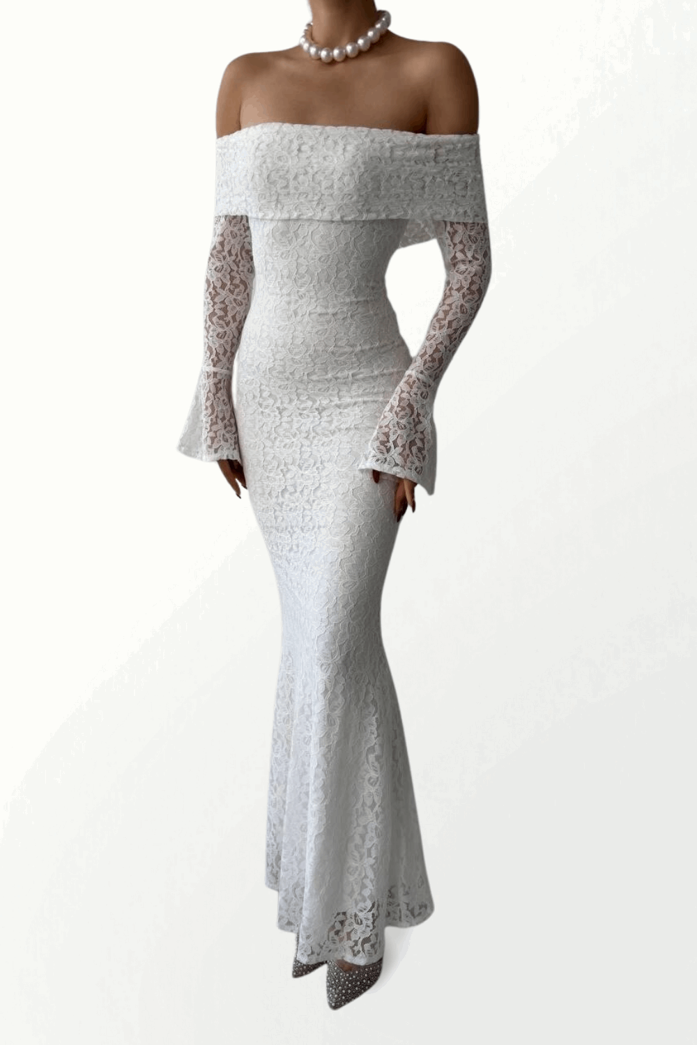 STRAPLESS ABITO IN MERLETTO WITH SLEEVES