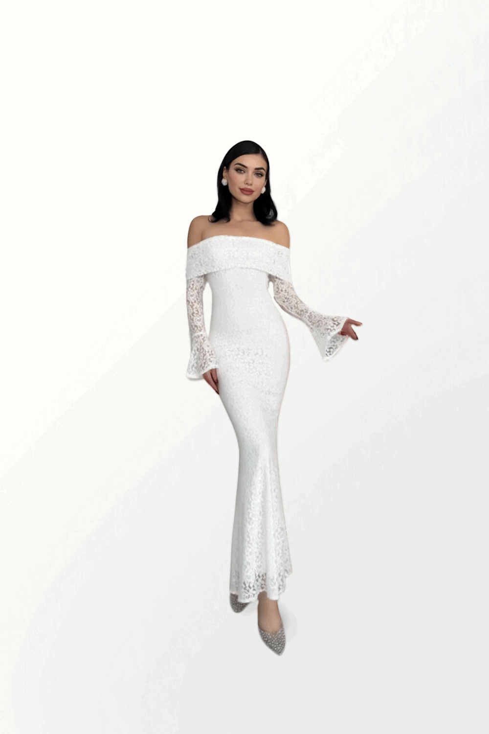 STRAPLESS ABITO IN MERLETTO WITH SLEEVES