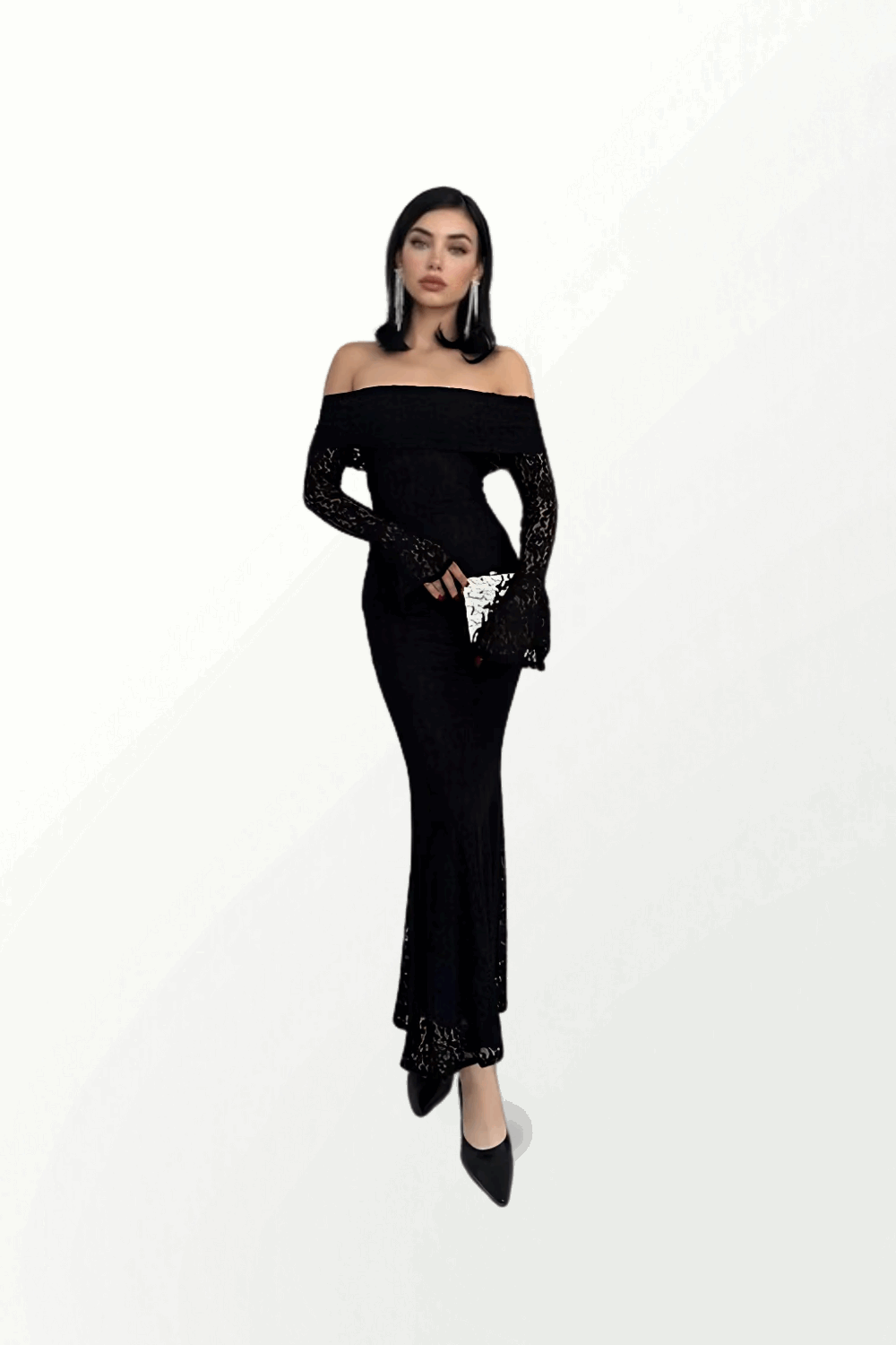 STRAPLESS ABITO IN MERLETTO WITH SLEEVES