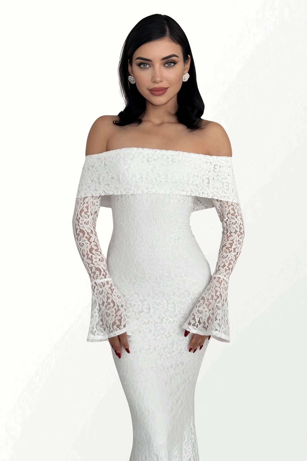 STRAPLESS ABITO IN MERLETTO WITH SLEEVES