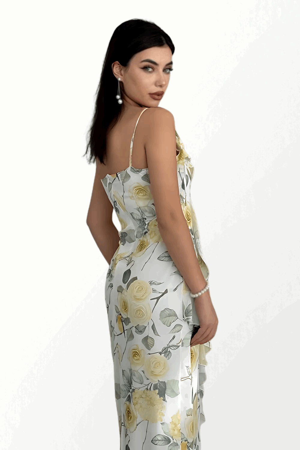 FLOUNCE DRESS A FANTASIA GIALLA
