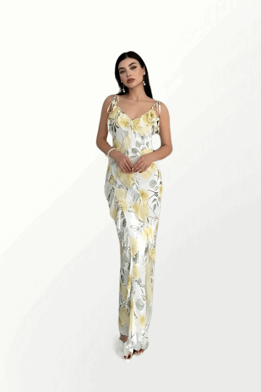FLOUNCE DRESS A FANTASIA GIALLA