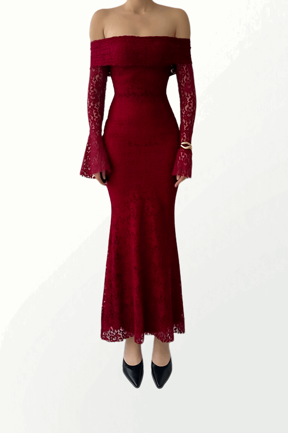 STRAPLESS ABITO IN MERLETTO WITH SLEEVES