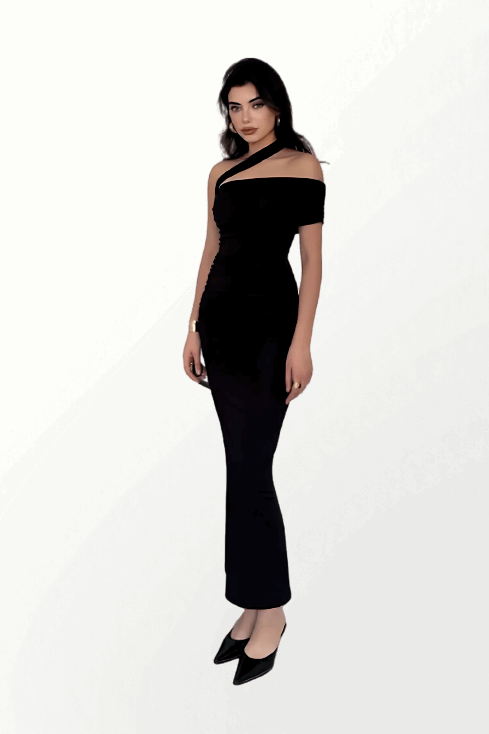 ONE SHOULDER DRAPEDRESS