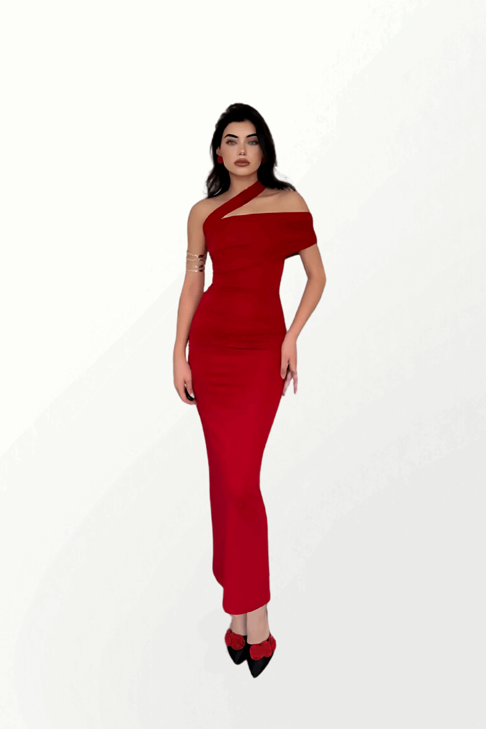 ONE SHOULDER DRAPEDRESS