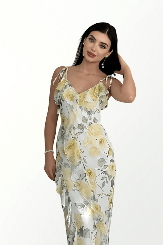 FLOUNCE DRESS A FANTASIA GIALLA