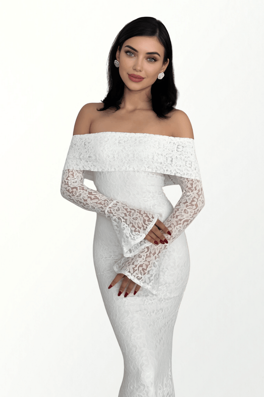 STRAPLESS ABITO IN MERLETTO WITH SLEEVES